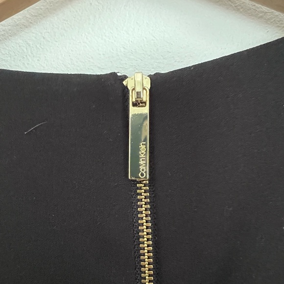 Calvin Klein Ruffle Shoulder Black Sheath Dress | Size 10 - Picture 9 of 12